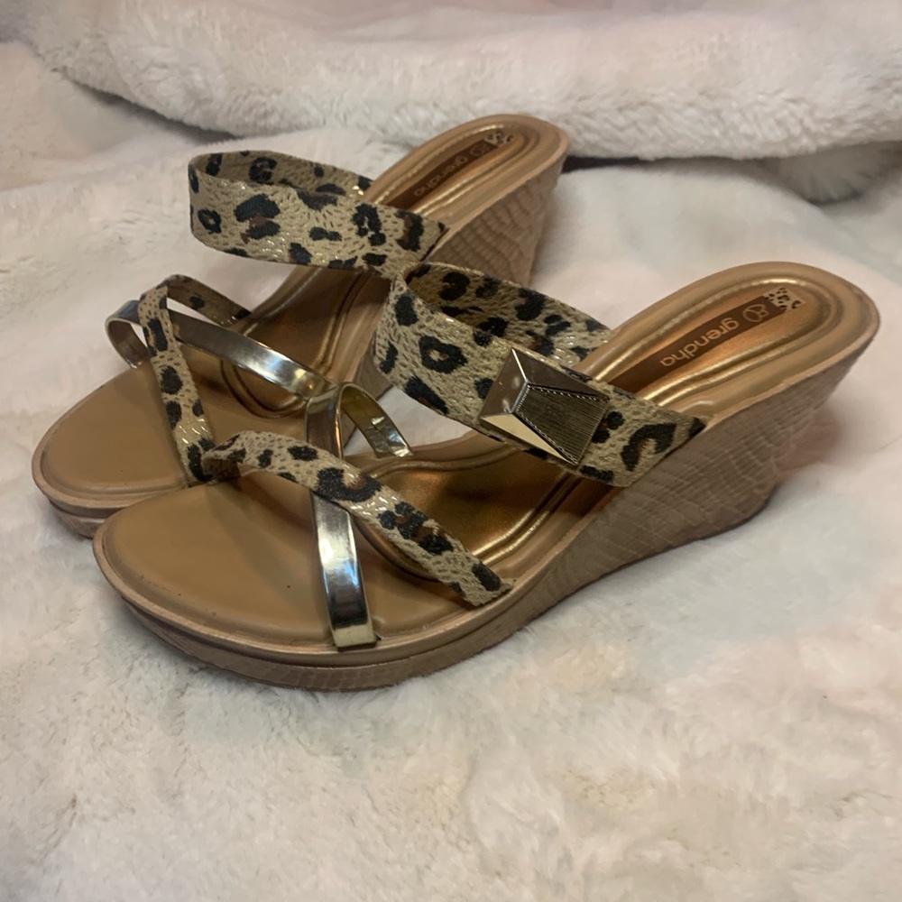 Leopard print wedge heels